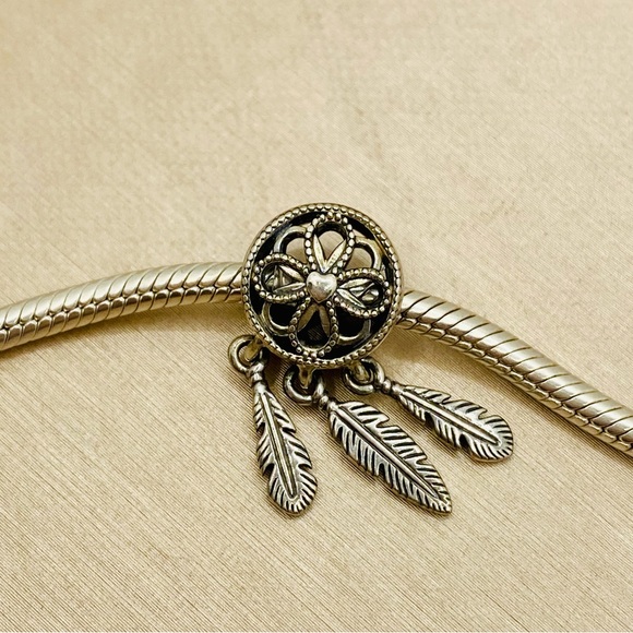 EUC Pandora 797200 Sterling Silver Spiritual Dreamcatcher Charm w/ Engraving - Picture 5 of 11